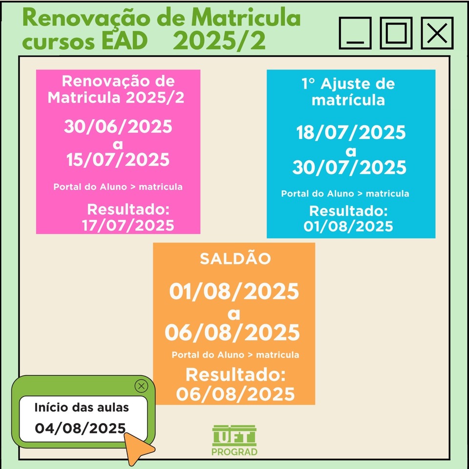 Prazos para renovação de matrícula cursos a distância (EAD)